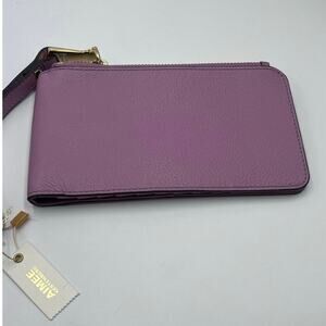 AIMEE KESTENBERG Lavender Purple Leather‎ 4 x 7.5 Slim Wristlet Wallet New